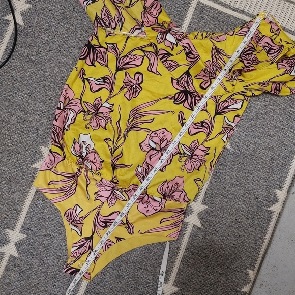ZARA floral ruffle one shoulder bodysuit S - Picture 16 of 16